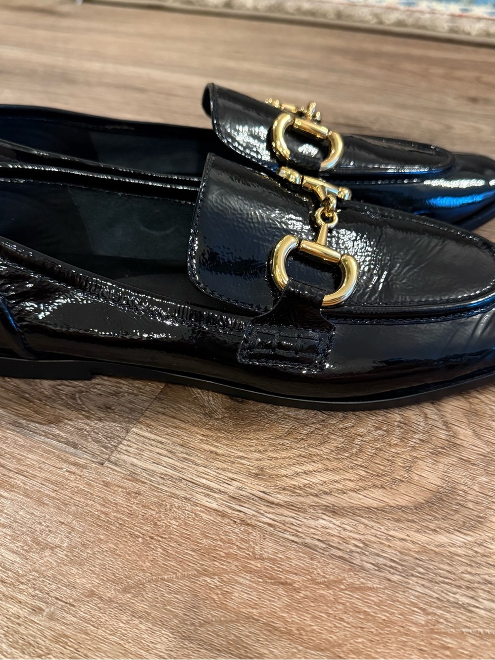 Jeffrey Campbell Velveteen Horsebit Loafers Black Patent Leather Luxury Size 7.5 - Picture 2 of 7